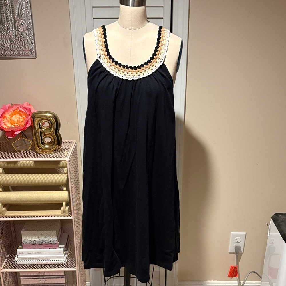Tribal Jeans black dress with crochet trim